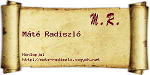 Máté Radiszló névjegykártya